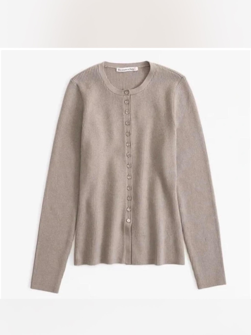 Abercrombie light brown slim ribbed cardigan